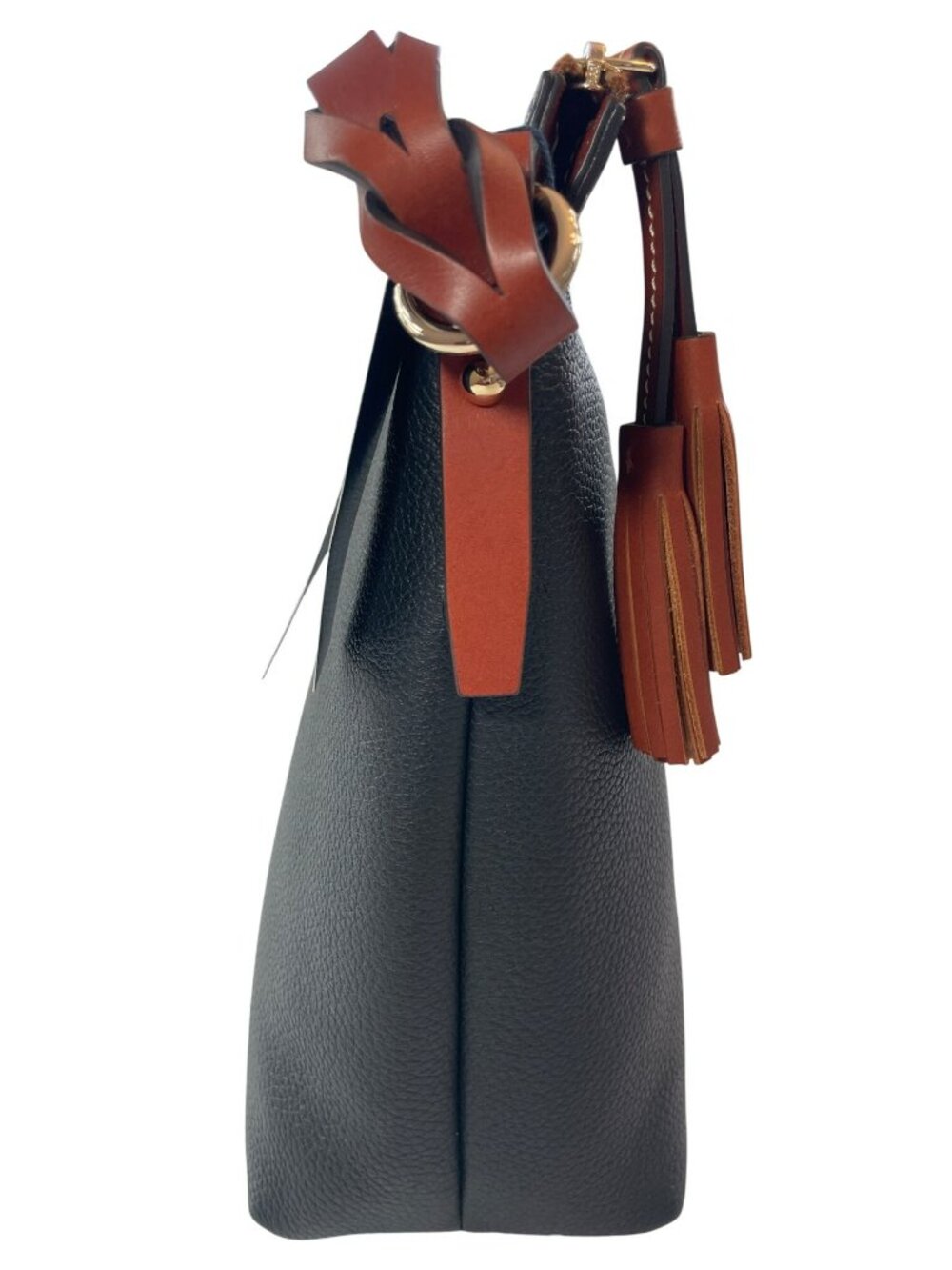 Dooney & Bourke Randy Black Leather Bag Braided Strap Tassels MSRP$268 NWT - Picture 7 of 13